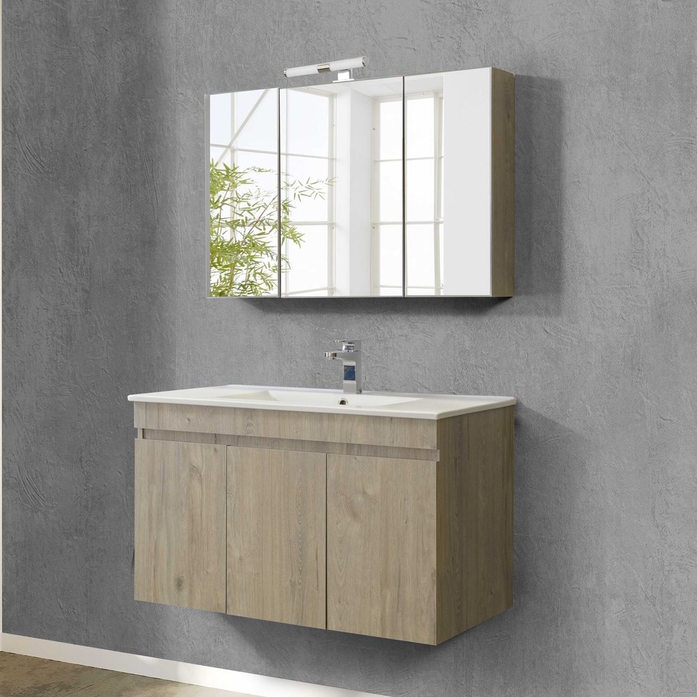 Σετ Έπιπλο Μπάνιου OMEGA BEIGE OAK 100 9SOM100BON Πάγκο 97x44x60cm